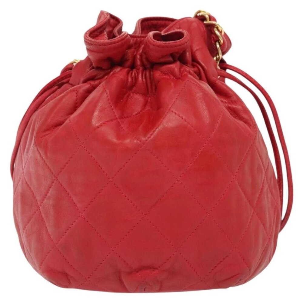 CHANEL Matelasse Chain Shoulder Bag Leather Red Gold CC Auth 142310 - Picture 3 of 16